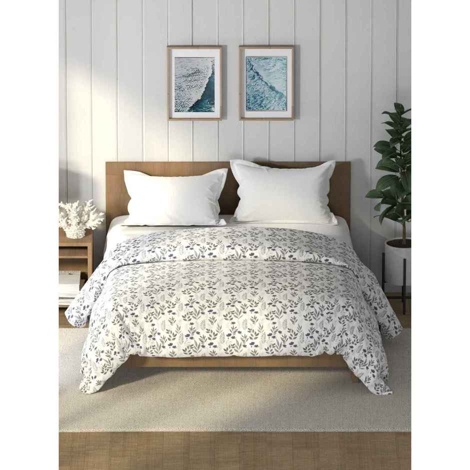 Nautica Super Soft 100% Cotton Fabric Comforter for All Weather | Double Size | Floral | Grey