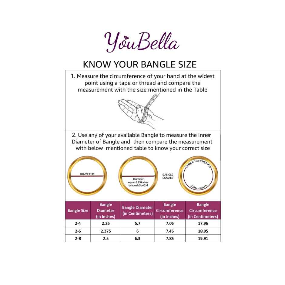 Youbella Traditional Jewellery Gold Plated And Ad Bangle Set For Women (Golden)(Ybbn - 9010B - 2.4)