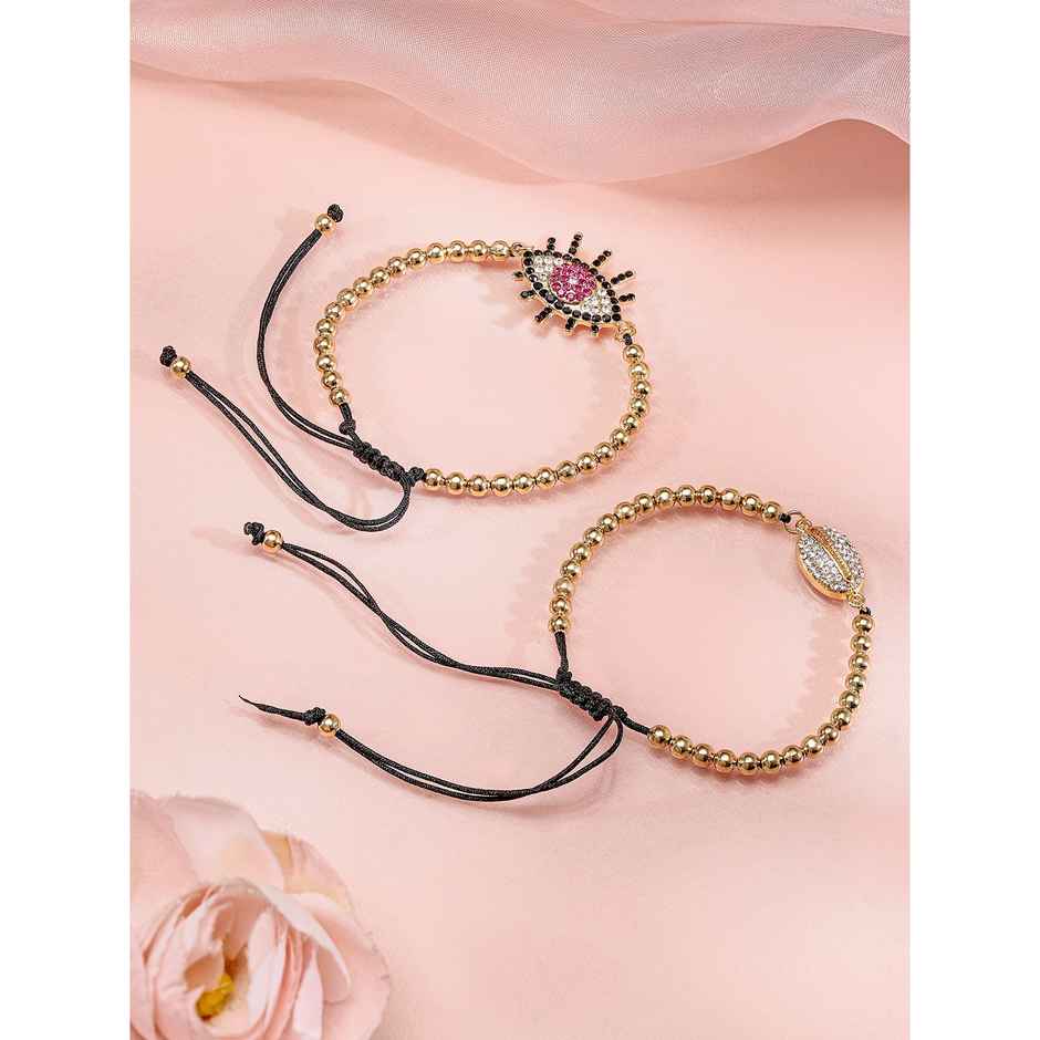 Rubans Women 2 Brass Handcrafted Gold-Plated Charm Bracelet