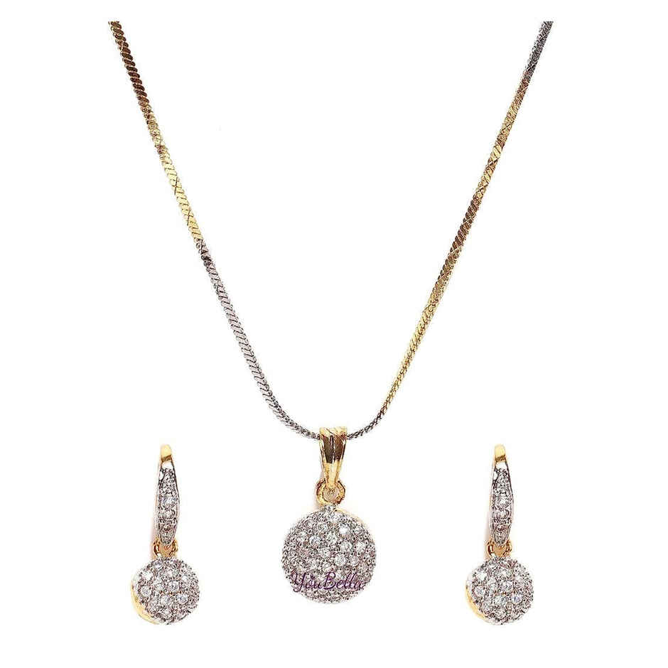 YouBella AD Gold Plated Pendant/Necklace Set with Earrings for Girls & Women (YBPD - 71037)