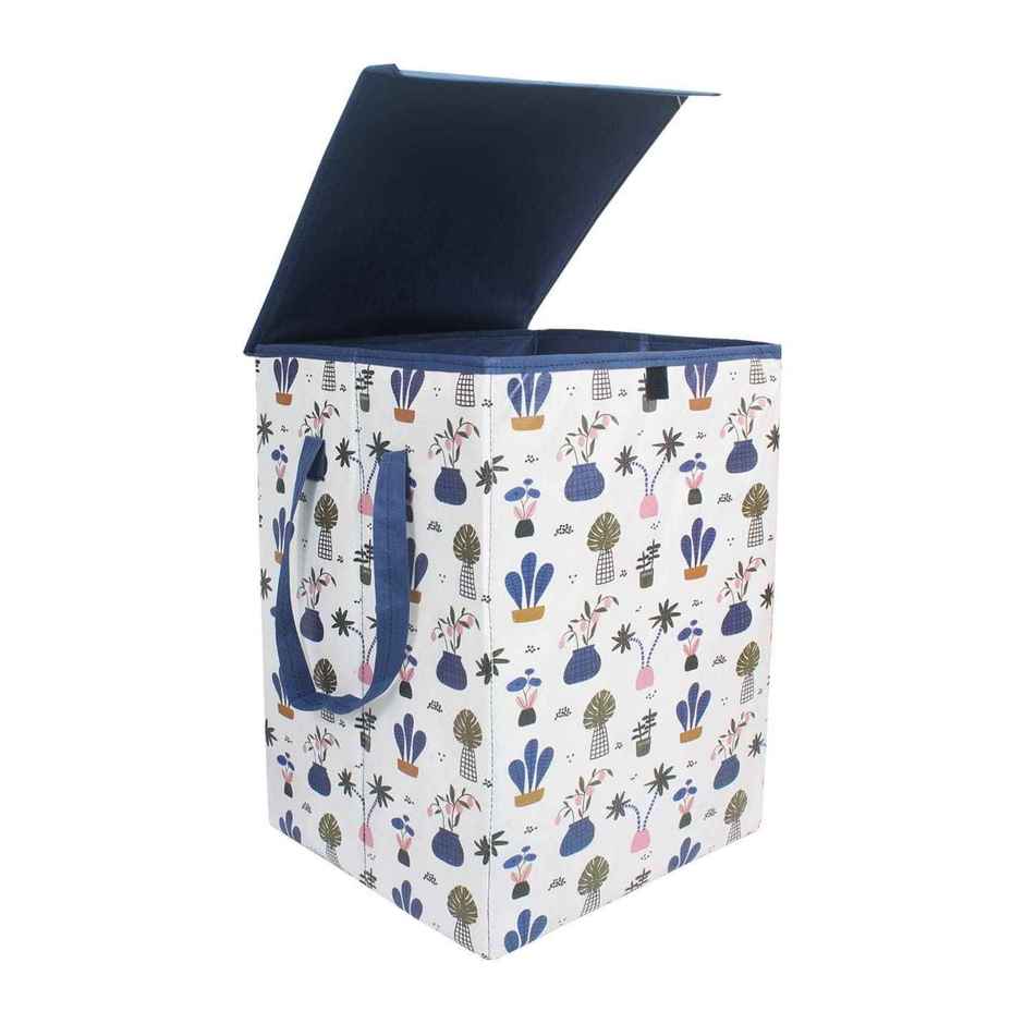 PrettyKrafts 75 L Folding Laundry Hamper | Clothes Basket with Lid & Carry Handles | White - Large