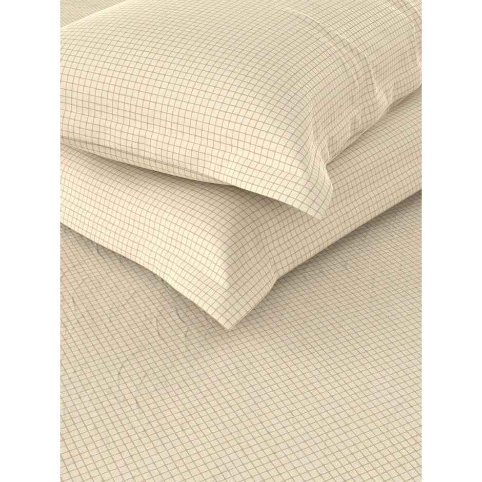 Bianca Extra Soft 100% Satin Egyptian Cotton XL King Size Bedsheet Checks - Wheat