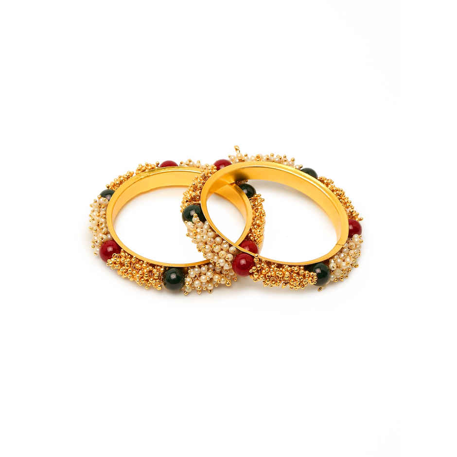 Youbella Golden Gold Plated Alloy Pearl Bangles Jewellery For Girls/Women (2.6)(Ybbn - 91150 - 2.6)
