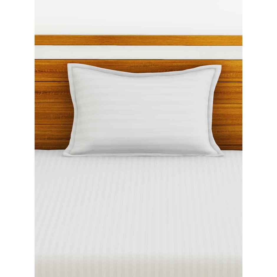BIANCA Single 100% Egyptian Cotton Satin Stripe Bedsheet | With Pillow Cover | White