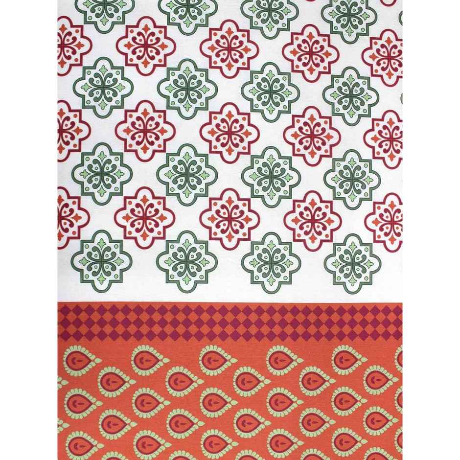 Bombay Dyeing Ivyrose 110 Tc 100% Cotton Queen Bedsheet With 2 Pillow Covers - Orange Green