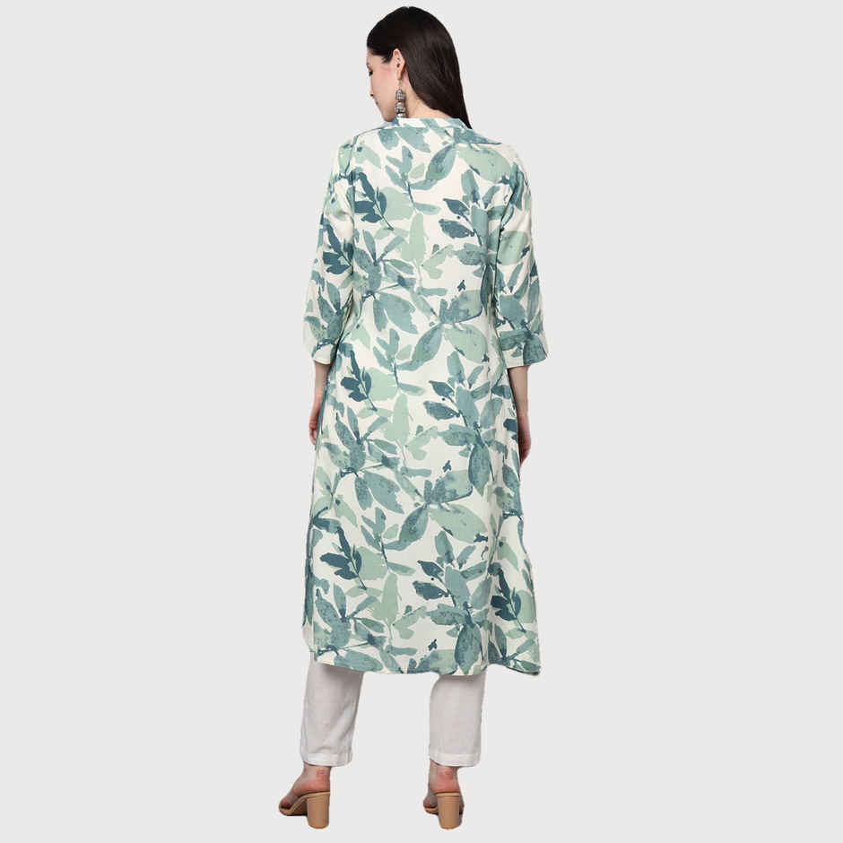 Divena Women s A-Line White Rayon Kurta | DBK1356 | S