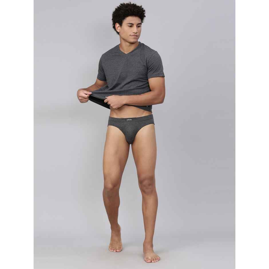 Levi's Innerwear Men's Solid Pure Cotton Brief | Dark Grey Mel and Dark Grey Mel - L
