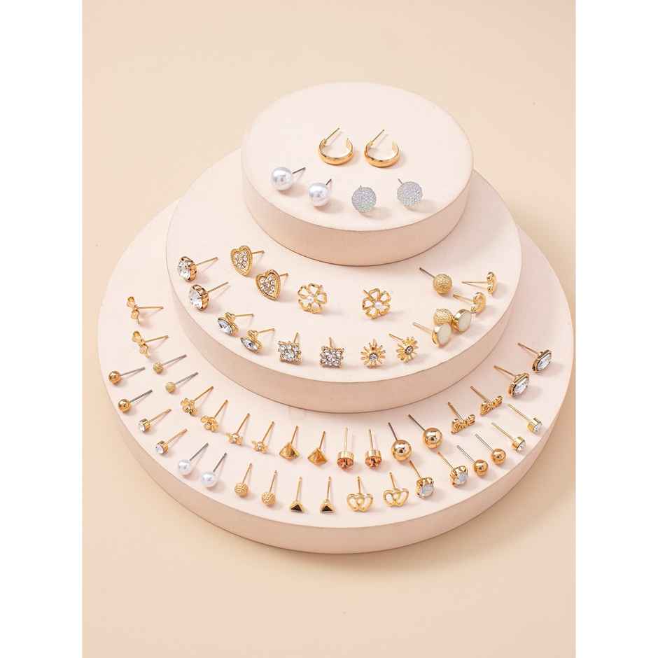 Shining Diva Fashion 30 Pairs Combo Set Stylish Crystal Pearl Earrings for Women and Girls 14784er