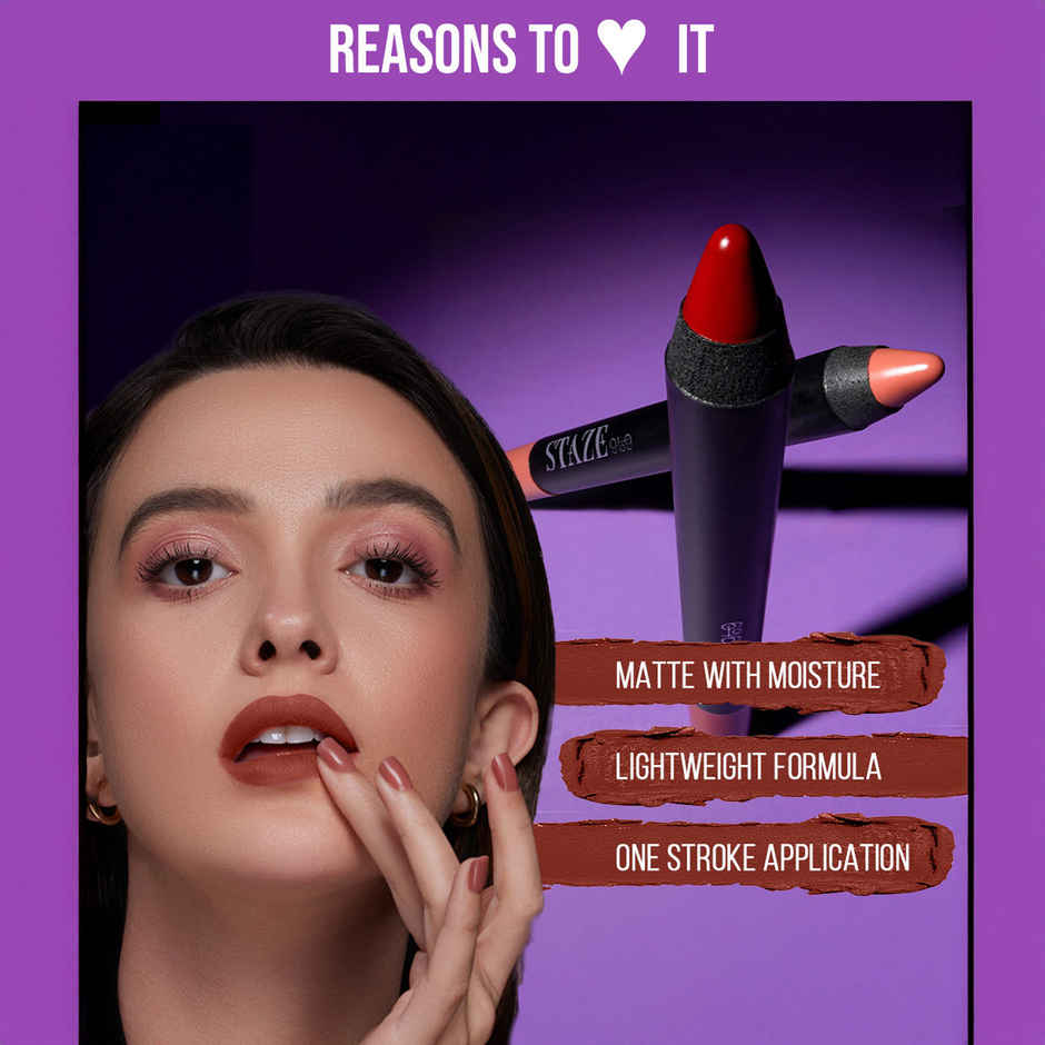 Staze Non-Drying & Smudgeproof Matte Lip Crayon |10 Royally Ruby