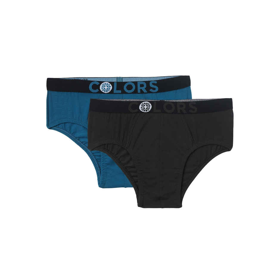 Rupa Colors Kid's Mini Brief Junior | Style 109 Peacock Blue and Black - 70 cm | Pack of 2