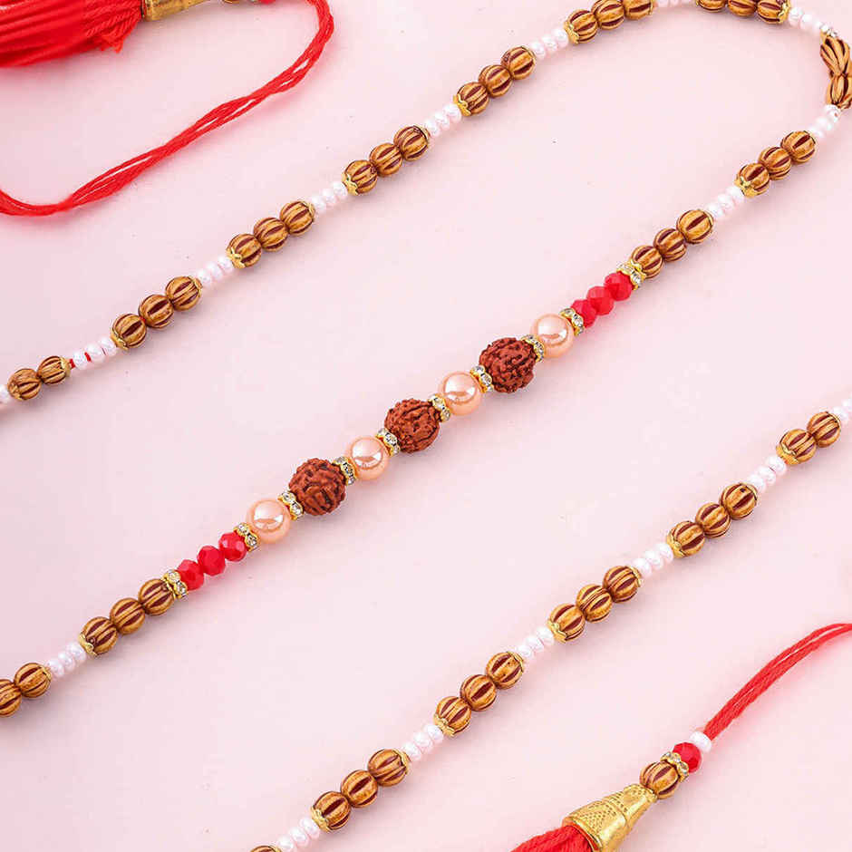 Bracelet Rakhi | Auspicious Rudraksha Bead | Religious | Pack of 1 | Floweraura
