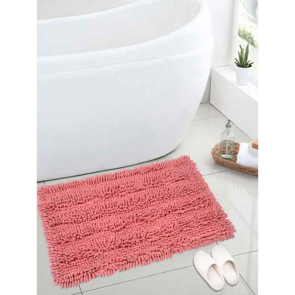 Saral Home Cotton Anti-Slip Water Absorbent Bath Mat | 40 x 60 cm | Light Pink