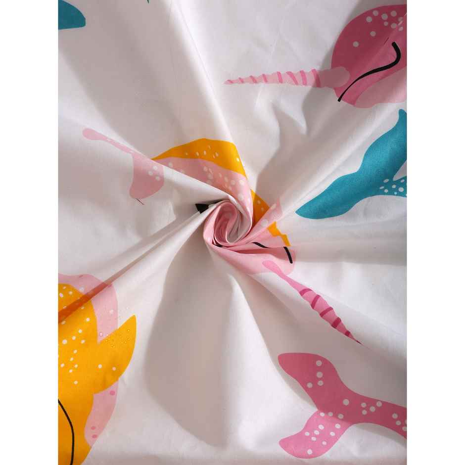 Hosta Homes 220 Gsm Glaced Cotton Dolphin Printed Double Bed Sheet With 2 Pillow Covers