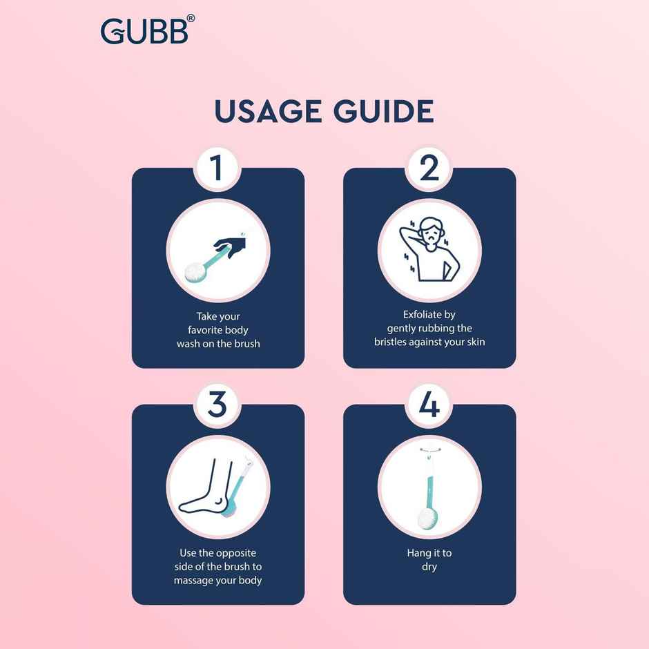 Gubb Soft Bristle Bath Brush With Long Handle | Plastic | Assorted