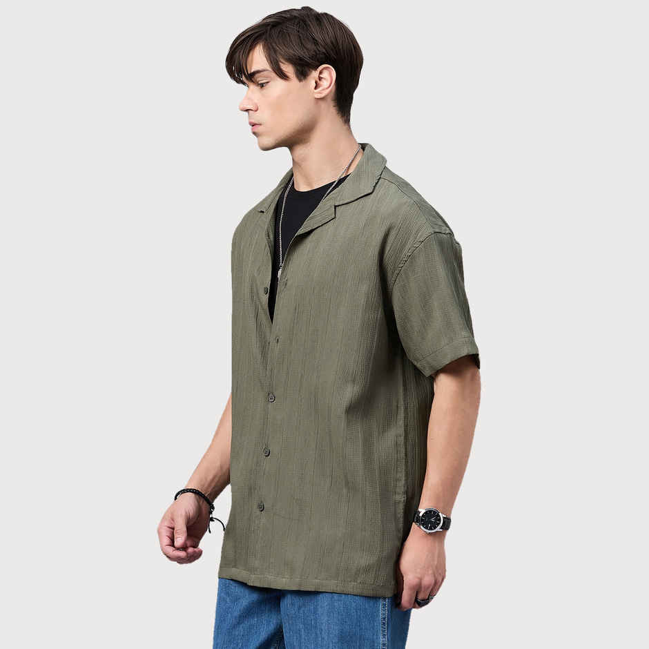 Style Quotient Men Dropped Shoulder solid Shirt | S | SS24SQVEGA - Green