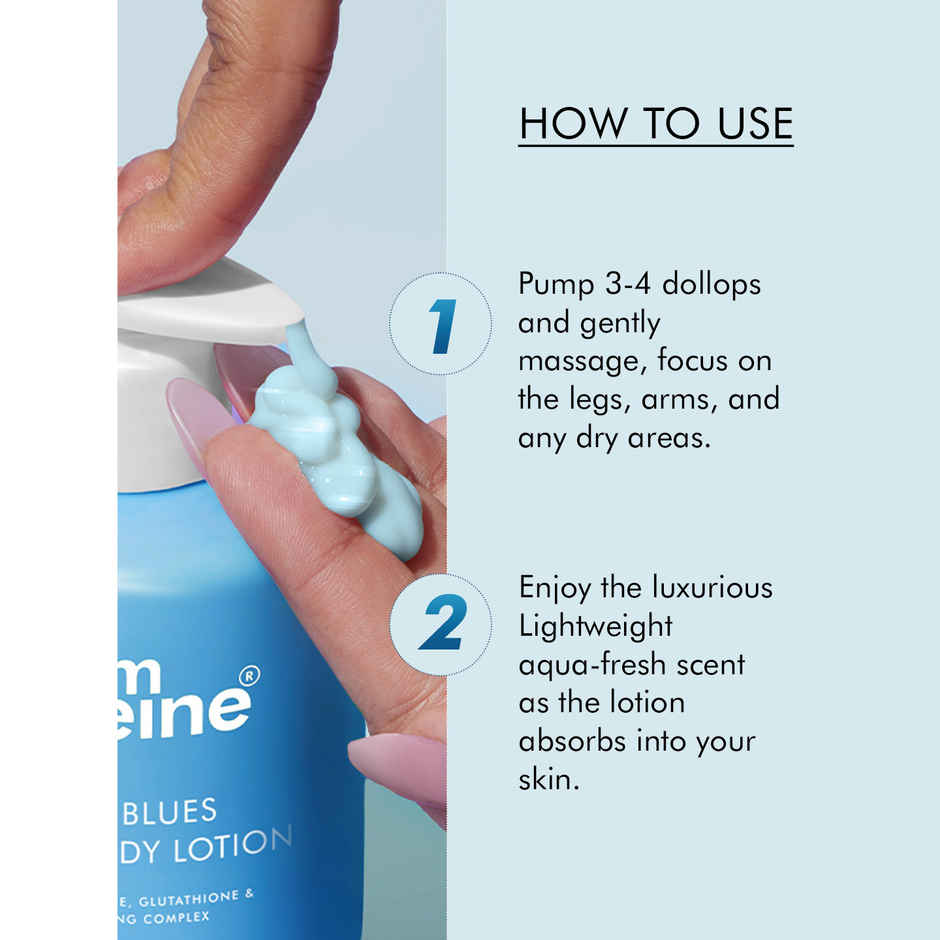 Mcaffeine By the Blues Brightening Perfume Body Lotion 5% Niacinamide- Longlasting Aquatic Scent Combo     