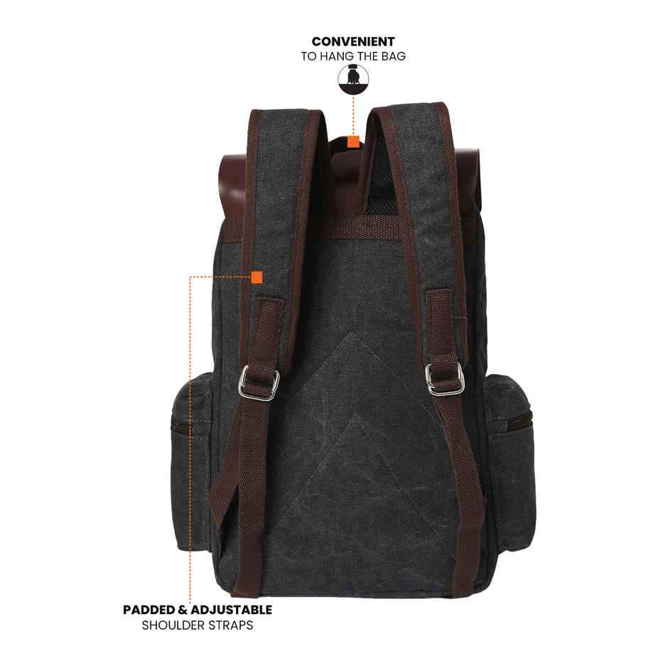 Fur Jaden Unisex Canvas and Vegan Leather 22 L Laptop Bag | Black