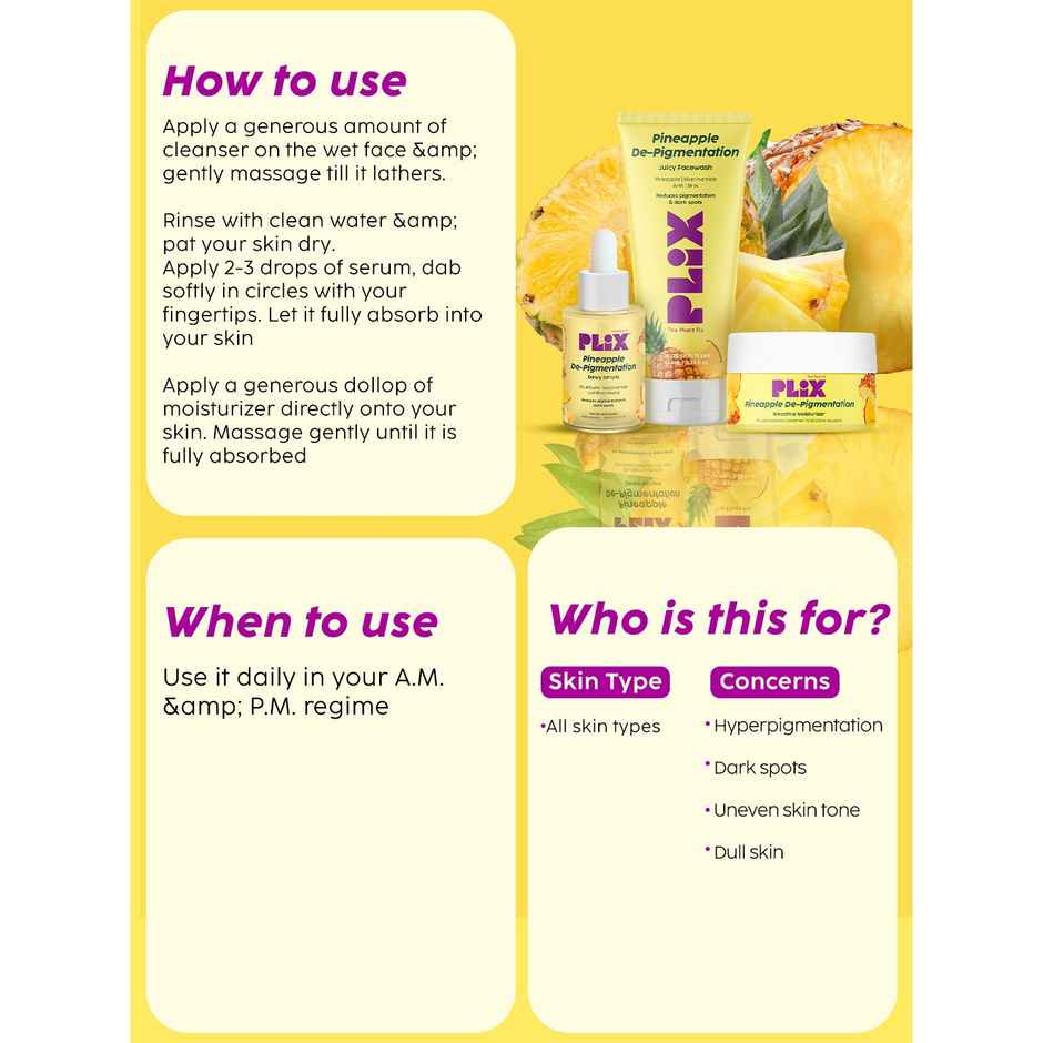 Plix The Plant Fix Pineapple De-pigmentation Skincare Kit For Dark Spot Removal