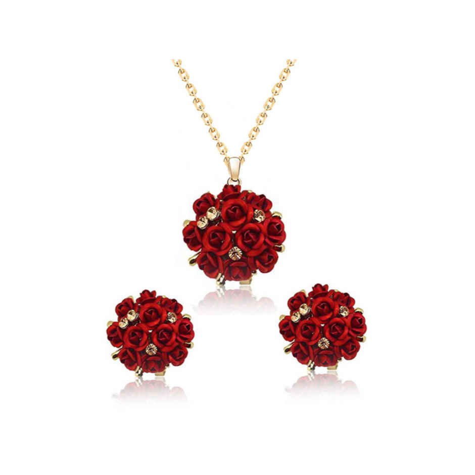 Youbella Jewellery Set With Earrings And Ring For Women And Girls (Red)(Ybnk - 5728)