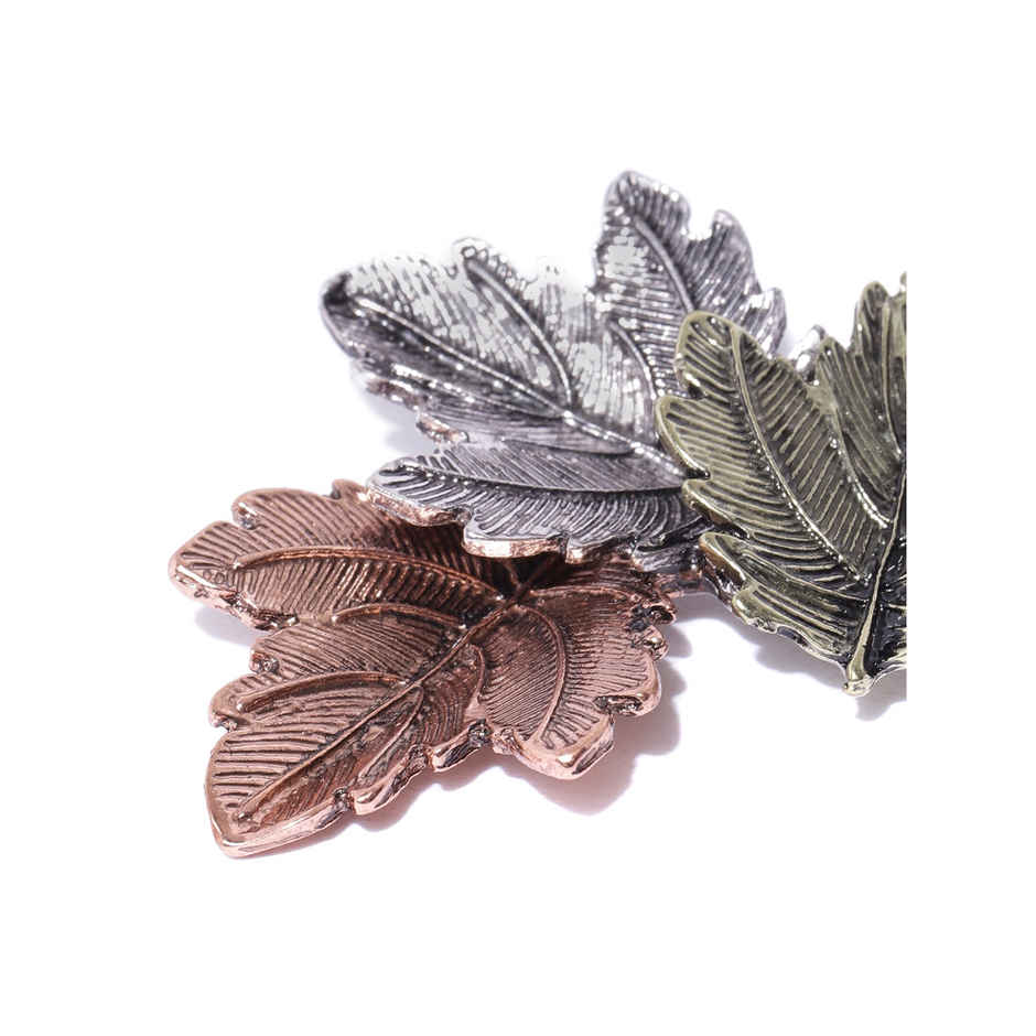 Youbella Latest Stylish Crystal Unisex Leaf Brooch For Women/Girls/Men (Silver)(Yb - Brooch - 82)
