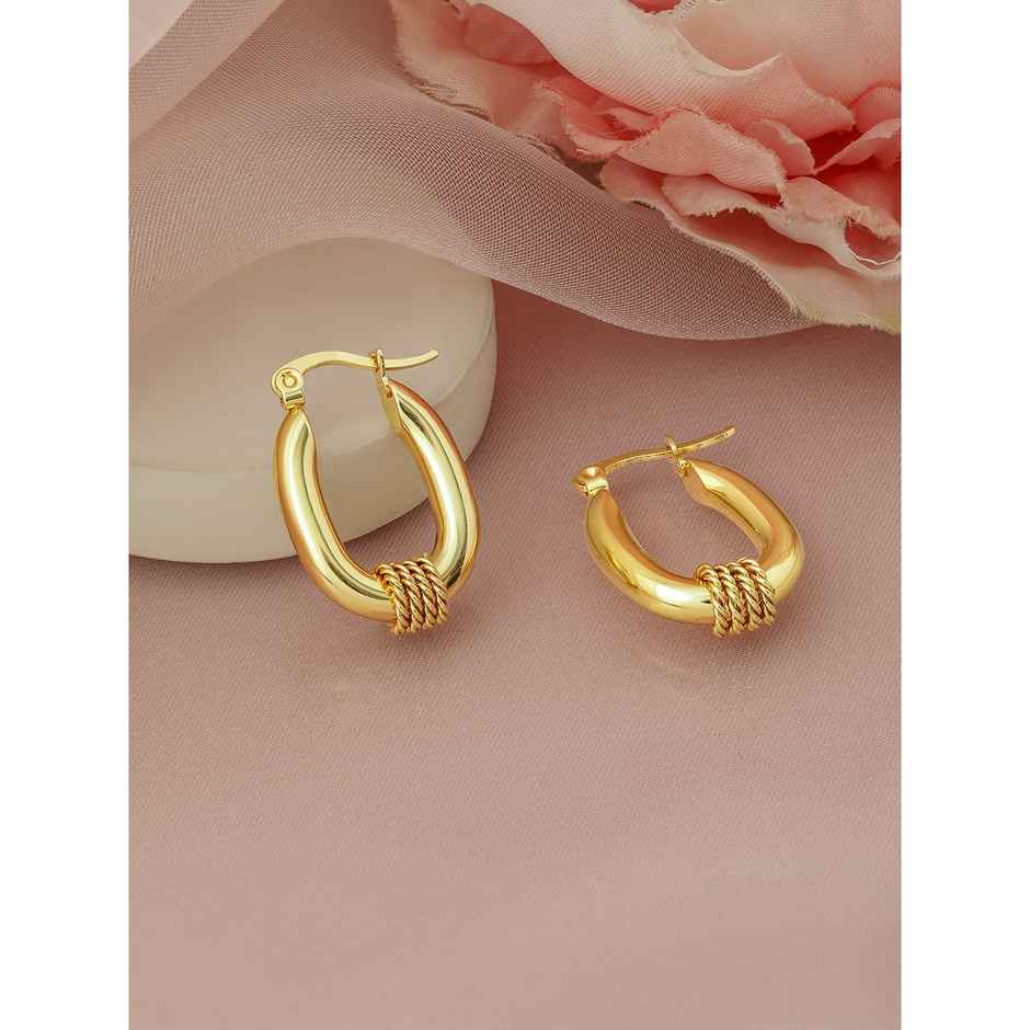 Rubans 18 K Gold Plated Stainless Steel Tarnish-Free Waterproof Demi-Fine Hoop Earrings