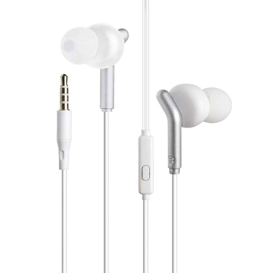 Zebronics Bro Wired Earphones with Mic, 3.5mm Audio Jack, 10mm Drivers, Phone/Tablet(White)