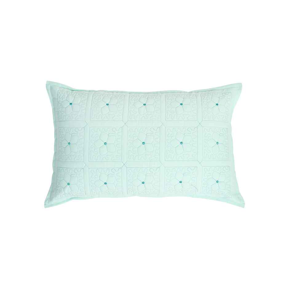 Hosta Homes Pure Cotton Green Embroidred Pillow Covers Pack of 2