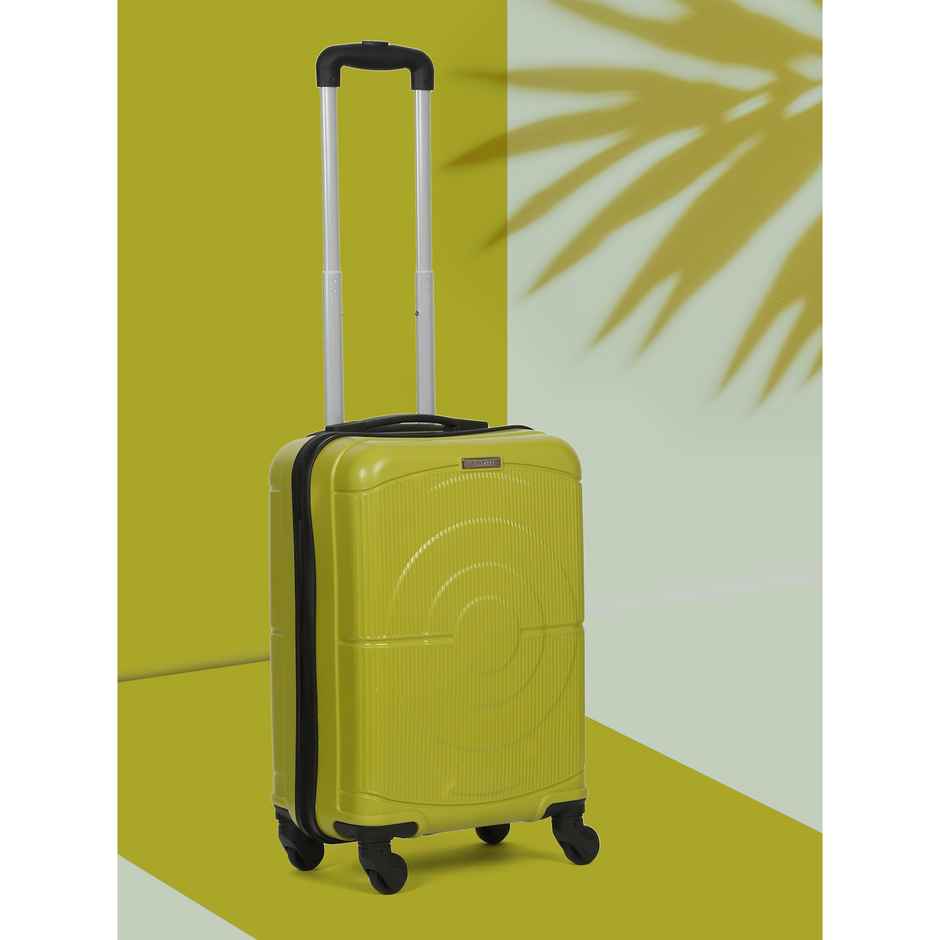 Teakwood Textured PP 32.2 L Retractable Hard Luggage Trolley Bag | Avacado Green - 55 cm