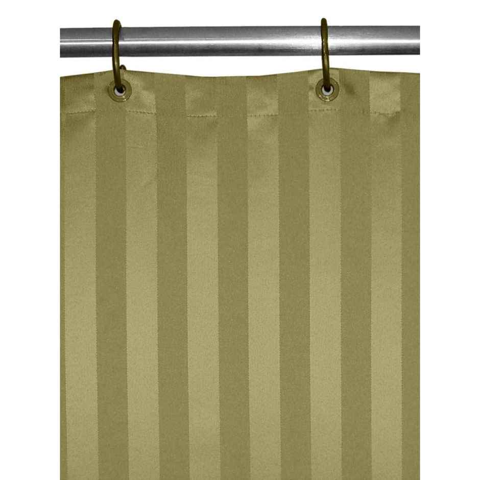 Lushomes Shower Curtain - Striped Green Satin Stripe | 12 Eyelets | Hooks | 6 x 6.5 ft
