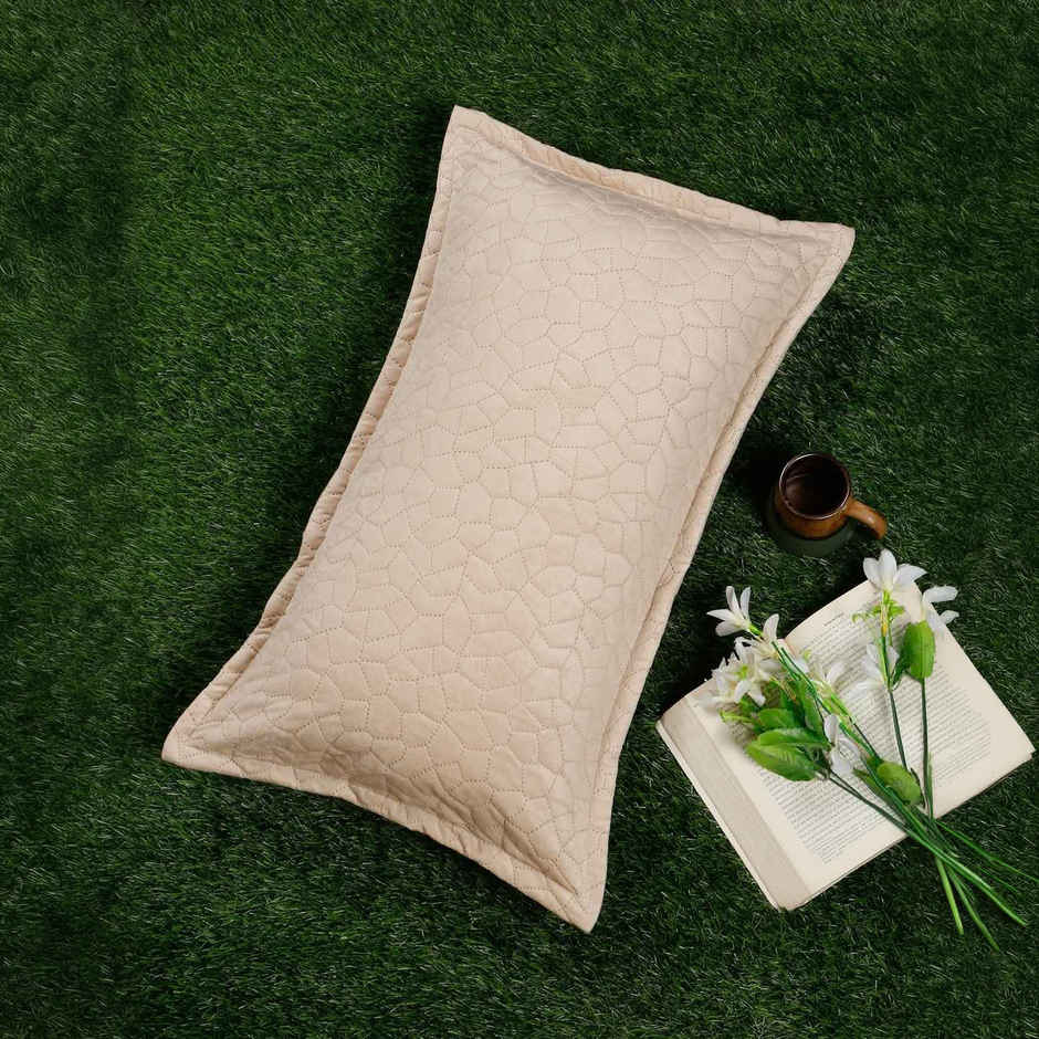 Hosta Homes Ultrasonic Polyvelvet Abstract Cream Pillow Covers Pack Pack 1