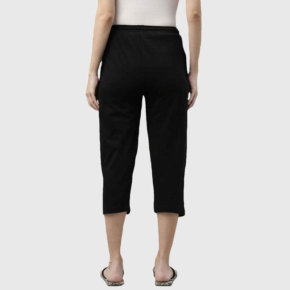 Kryptic Women's Pure Cotton Solid Capri | Black - L