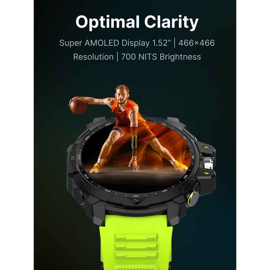 Cult Ranger XR Ultra 1.52" Amoled, Rugged, Google Fit & Strava Integrated Smartwatch (Neon Green)