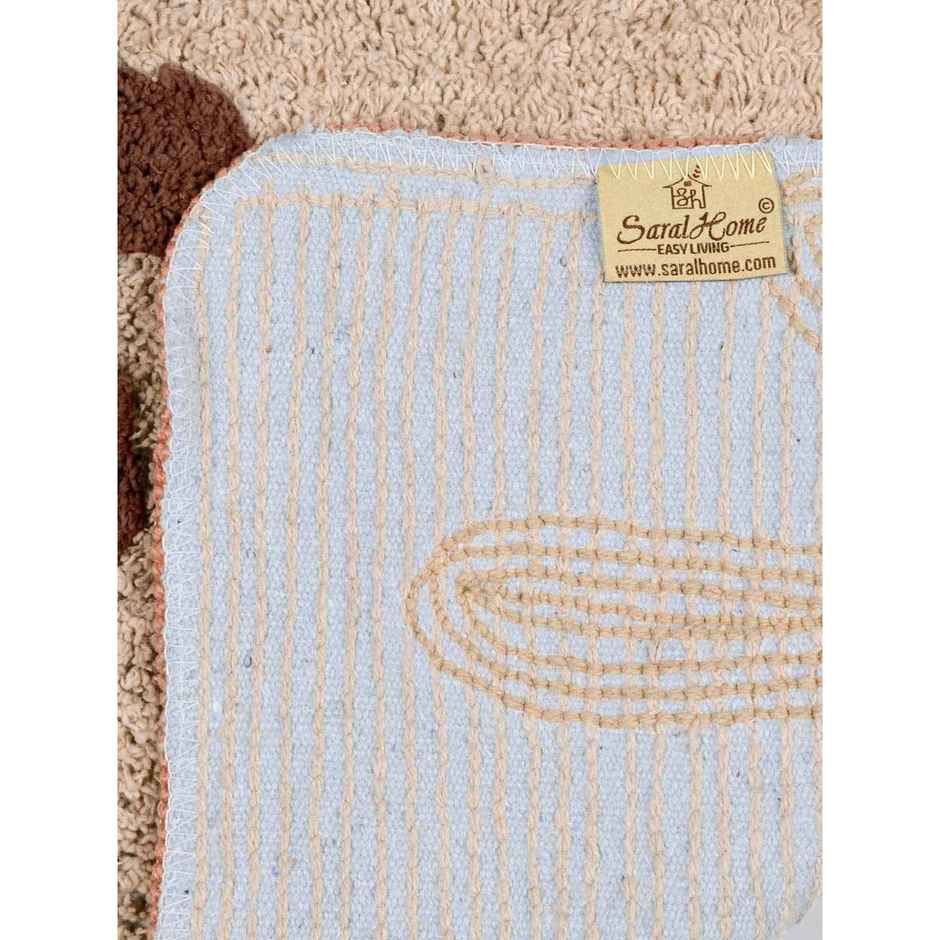Saral Home Cotton Flower Print Anti-Slip Bathmat | Beige - 40 x 60 cm
