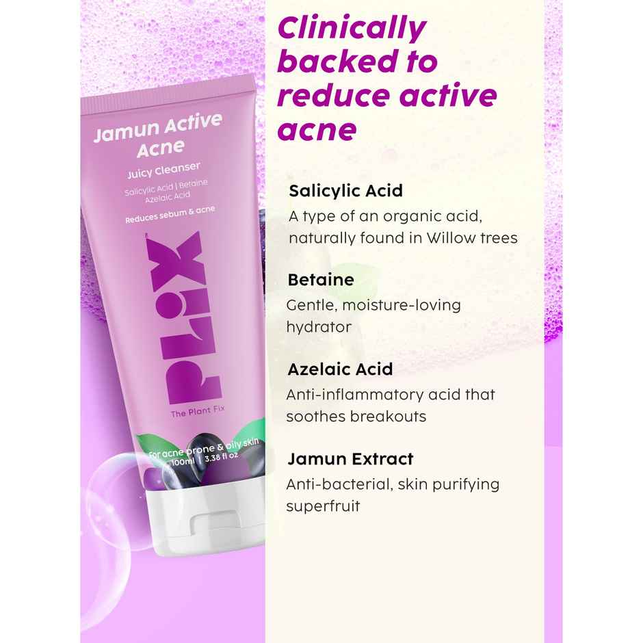 Plix The Plant Fix Jamun Face Wash and Acne Marks Serum Combo For Acne spots & Oil Control