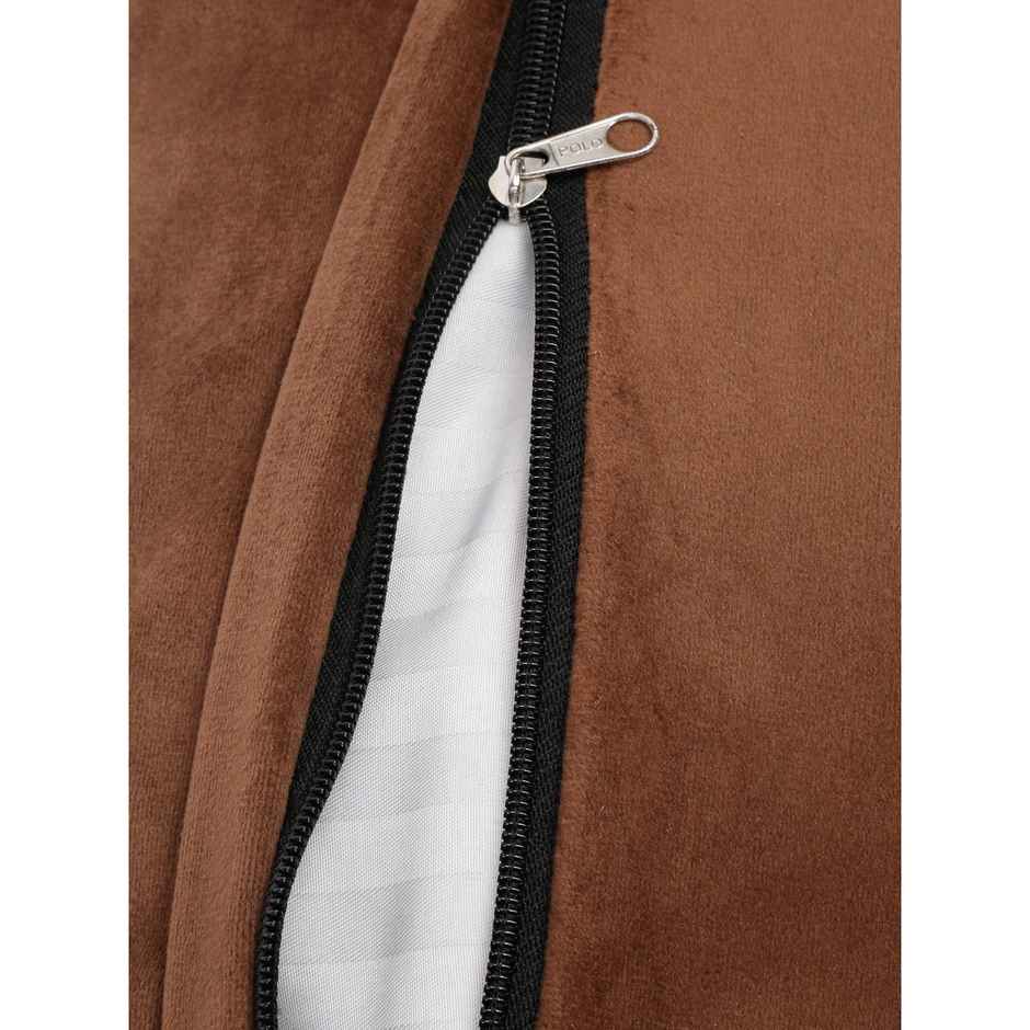 Hosta Homes Soft Velvet Abstract Pattern Golden Foil Printed Brown Cushion Covers | Pack of 2