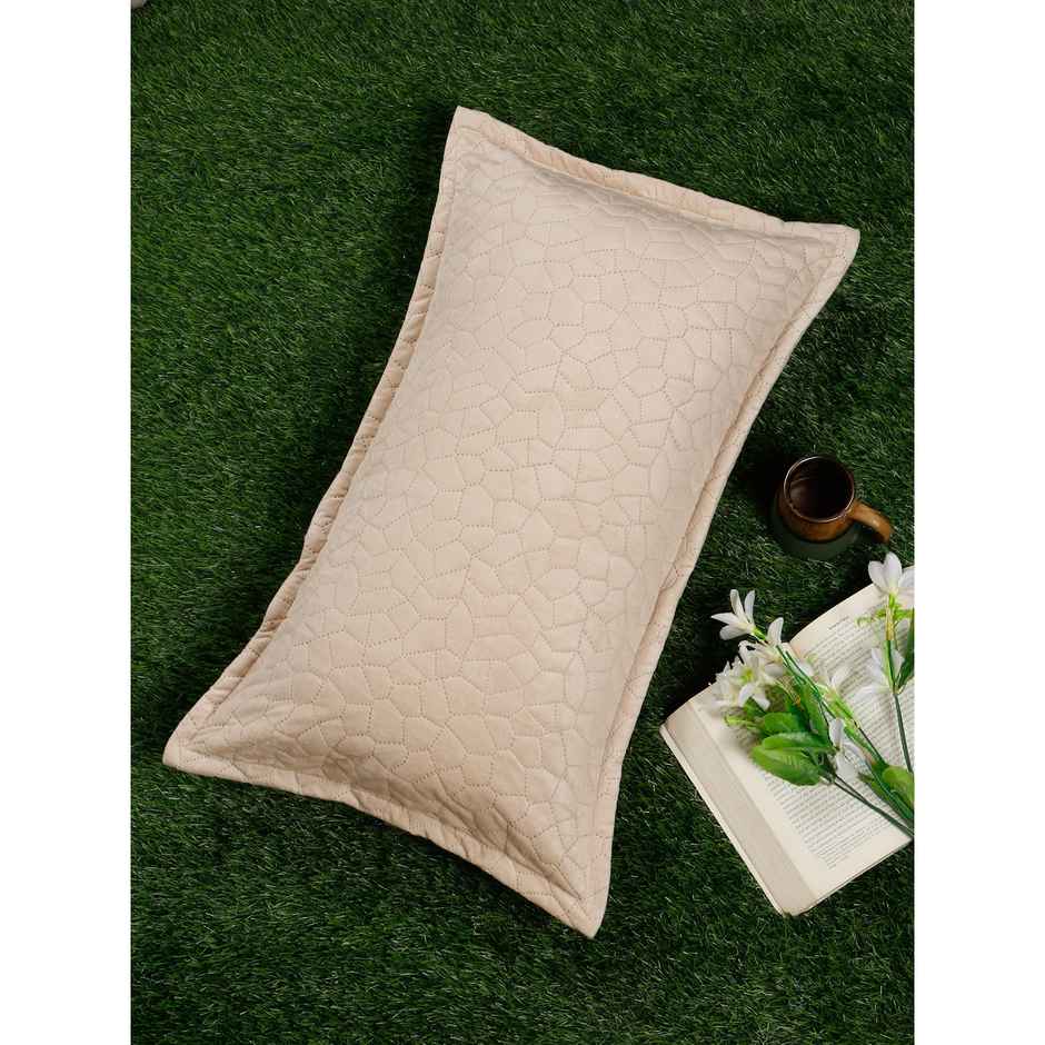 Hosta Homes Ultrasonic Polyvelvet Abstract Cream Pillow Covers Pack Pack 1