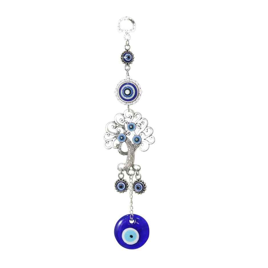 TIED RIBBONS Tree Of Life Evil Eye Wall Hanging | Dark Blue