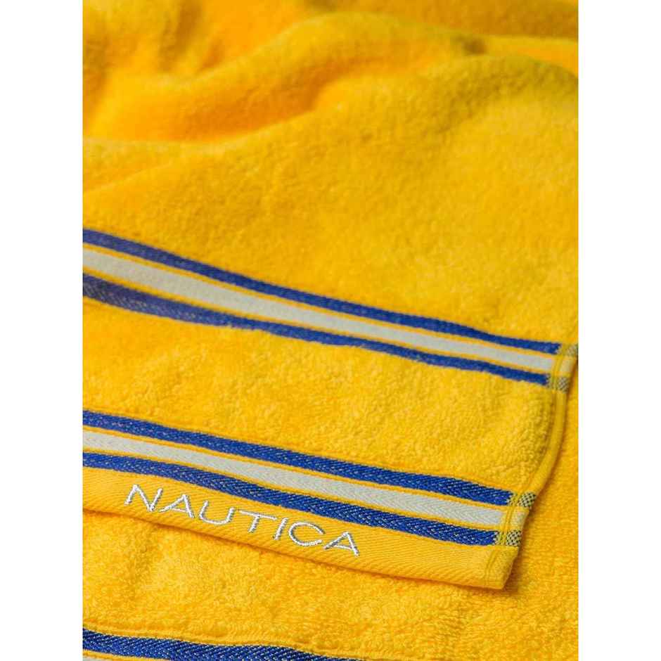 Nautica Super Soft Zero Twist 100% Cotton Towel Hand Towel | Vintage Crew Stripe Solid | Yellow