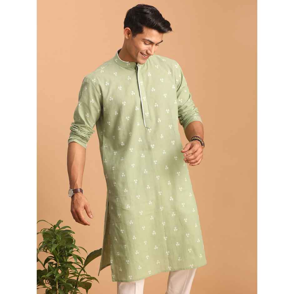 Vastramay Men's Cotton Kurta | Green - M