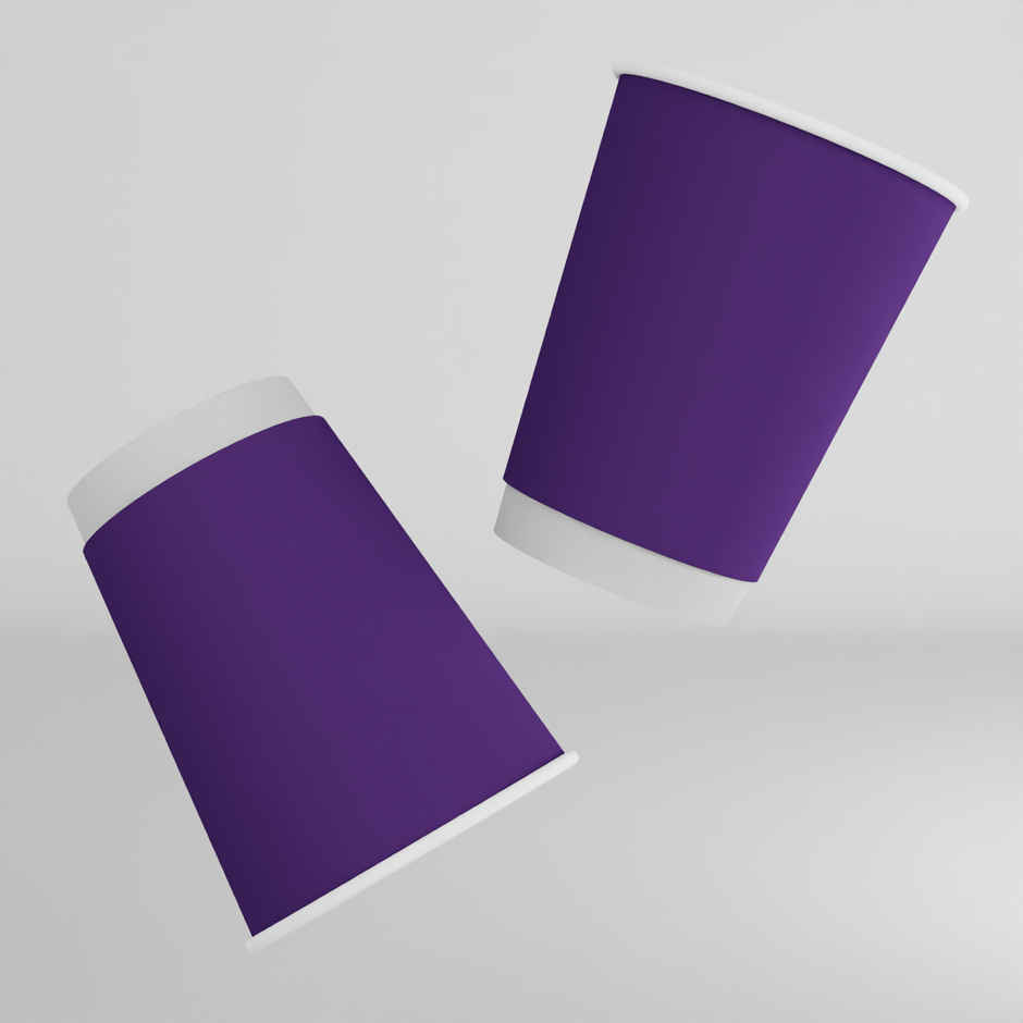 Double Walled Coffee Cups | Purple | 350 ml | Pack of 10 | Vinay Trading