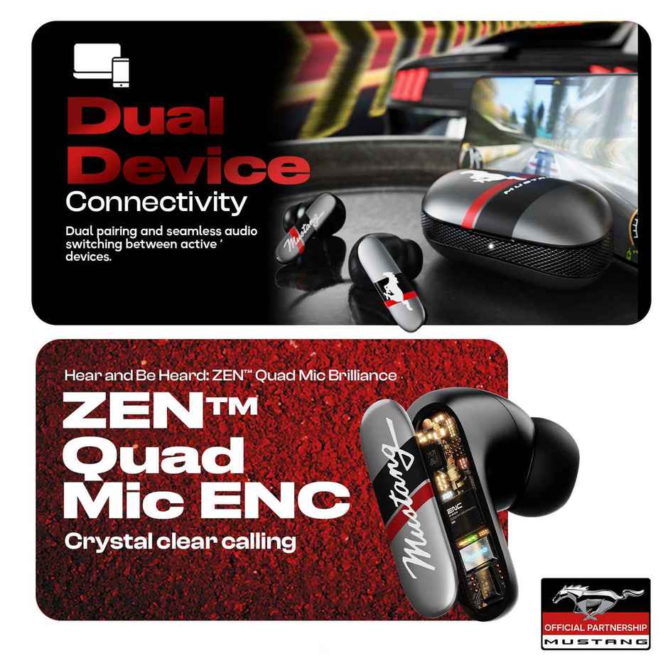 GOBOULT Mustang Dyno | 60Hrs Battery | App Support | Quad Mic ENC | 5.4v Bluetooth | Silver