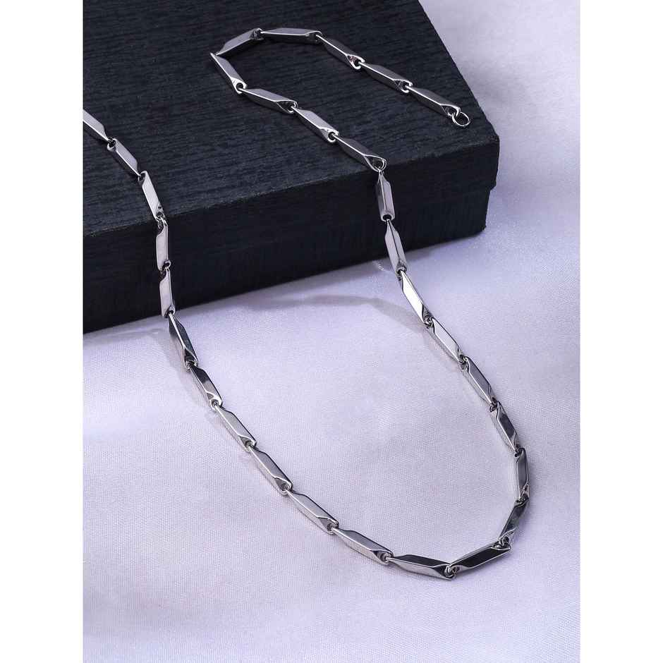 NVR Men's Silver - Toned Stainless Steel Rhodium Plated Chain | NVR2110