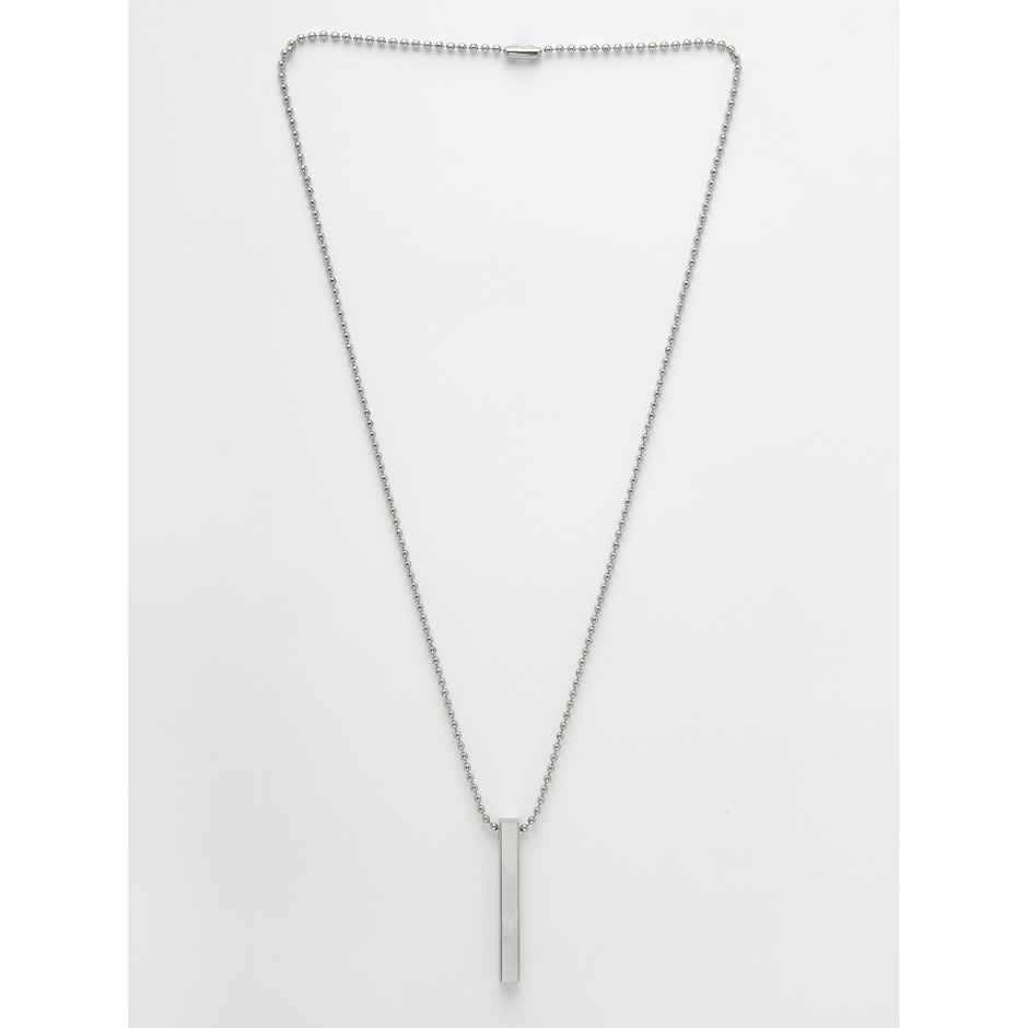 NVR Men's Silver - Toned Stainless Steel Rhodium Plated Chain With Pendant | NVR2112