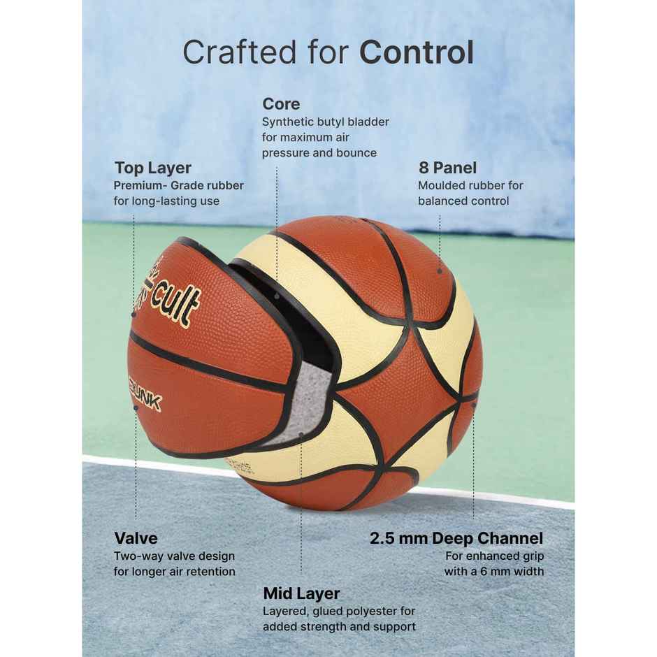Cultfit Basketball Premium Dunk Size 7 | Brown & Cream
