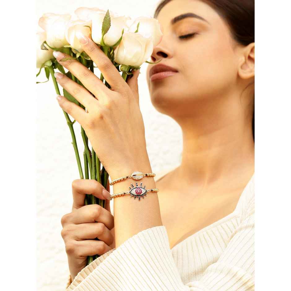 Rubans Women 2 Brass Handcrafted Gold-Plated Charm Bracelet