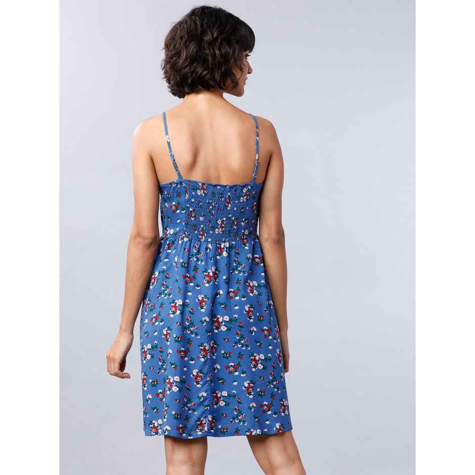 Tokyo Talkies Women's Printed Fit and Flare Dress | Blue - M