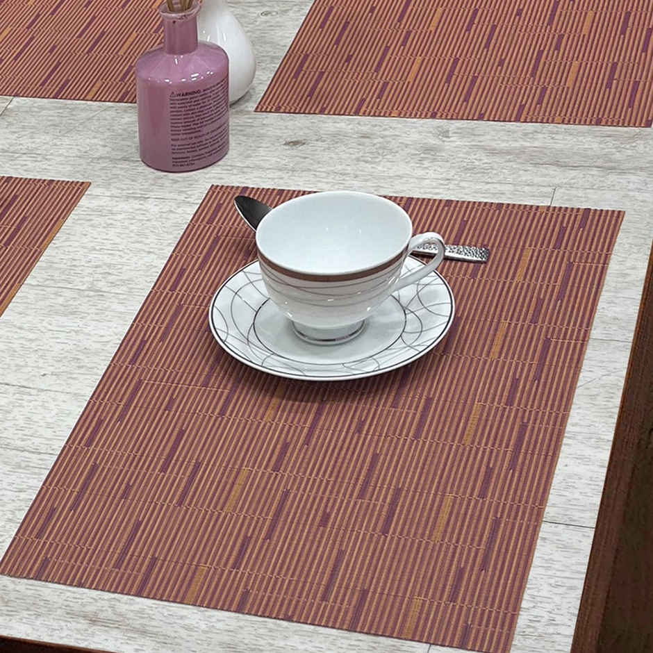 Bianca Premium Woven PVC Placemat for Dining Table | 12 x 18 | 6 pcs | Alpine Rust