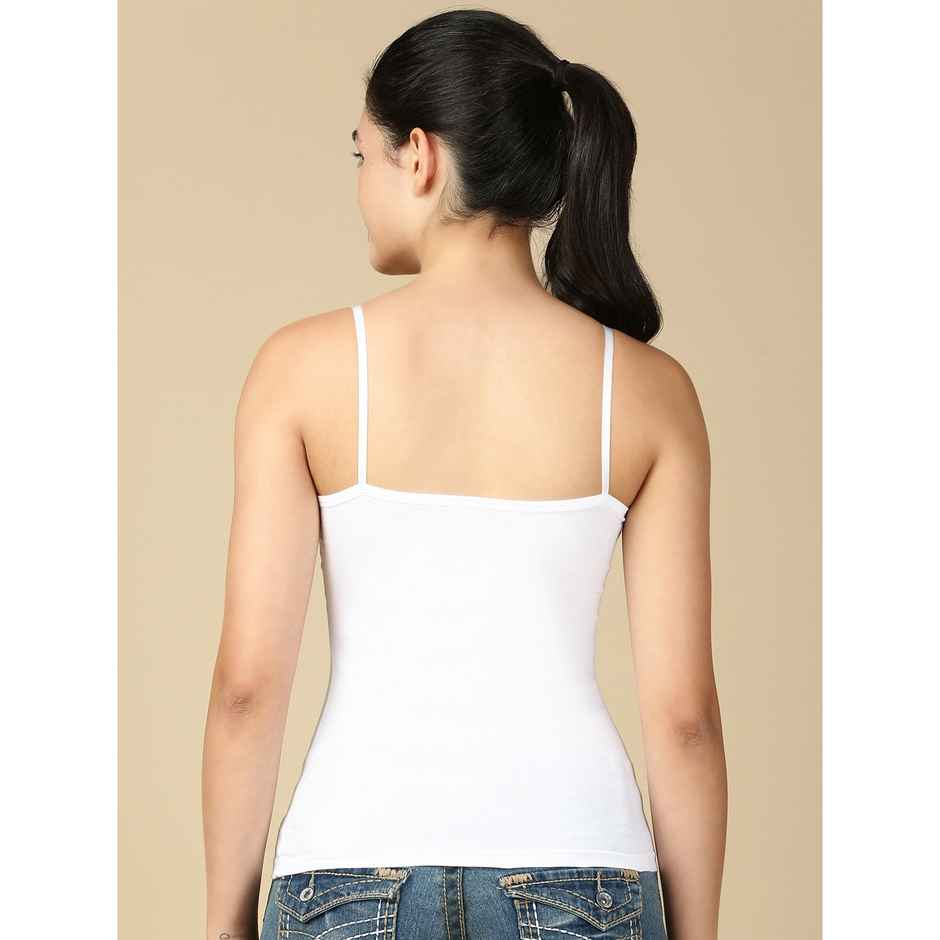 Lux Cozi Women s Premium Ultra Soft Cotton Camisole White and Beige | Size-M