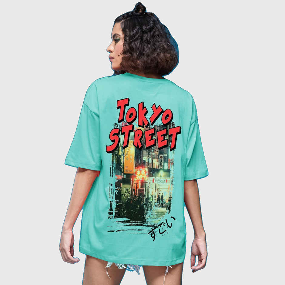 Smartees Womens Oversize Printed T-shirt | WW - 2028 | Sea Green | L