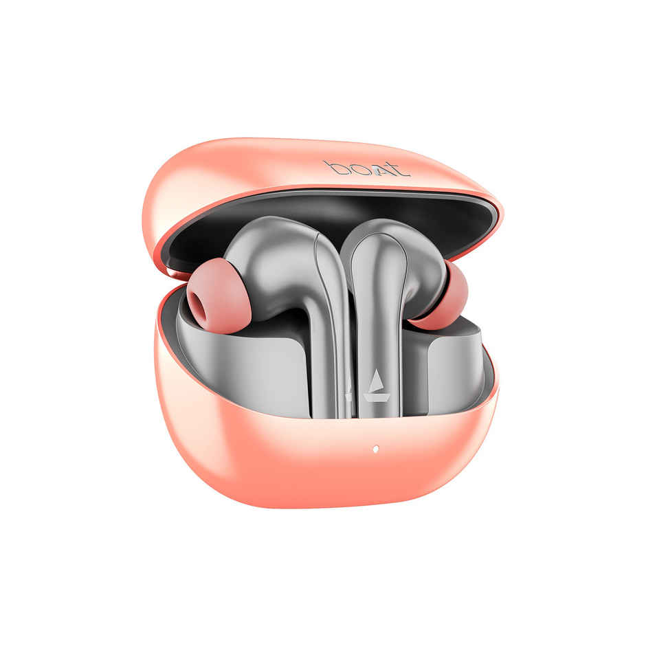 boAt Airdopes 155 w/ 40 hrs Playtime,In-Ear Detection,Quad Mics ENx Tech,ASAP Charge Bluetooth - Hot Rouge